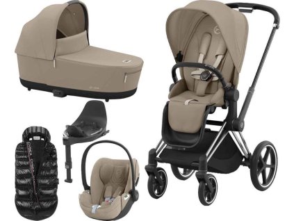 Kočárek CYBEX Set Priam Matt Black Seat Pack 2024 včetně Cloud T i-Size PLUS a báze T + ZDARMA Zimní fusak, cozy beige  + ZDARMA Zimní fusak
