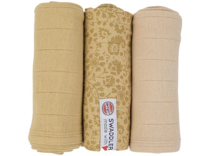 Multifunkční plenka LODGER Swaddler Flower Tribe 70x70 cm 3ks 2025, sand