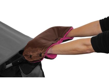 Rukávník EMITEX ke kočárku, hnědý + fuchsie