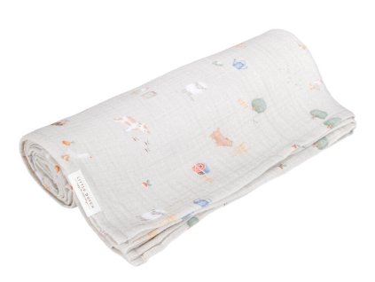 Osuška LITTLE DUTCH Mušelín 120x120 cm Farma 2024, farma