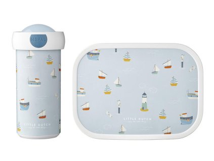 Svačinový set LITTLE DUTCH (láhev 300 ml+box), námořnický záliv