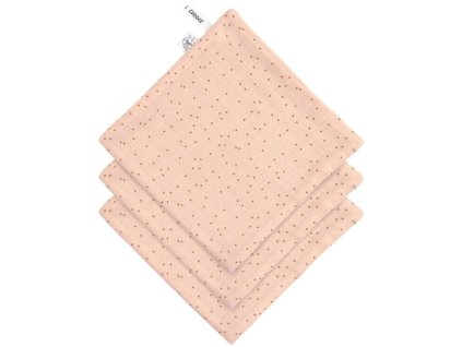 Žínky LÄSSIG Muslin/Terry Washcloth Set 3 pcs 2024, dots peach rose