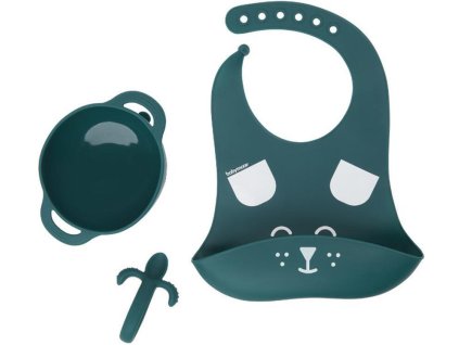 Silikonová miska s přísavkou, lžičkou a bryndáčkem BABYMOOV First'Isy Kit 2025, dog