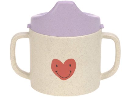 Dětský hrneček s pítkem LÄSSIG Sippy Cup PP/Cellulose 2026, happy rascals heart lavender