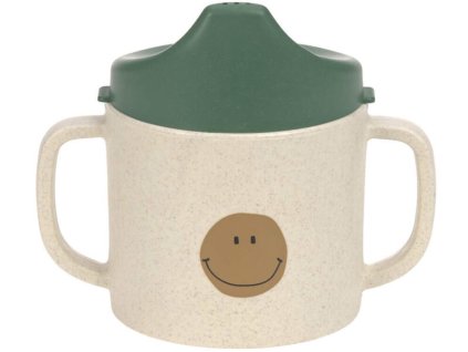 Dětský hrneček s pítkem LÄSSIG Sippy Cup PP/Cellulose 2026, happy rascals smile green