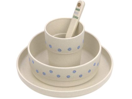 Dětské stolní nádobí LÄSSIG Dish Set PP/Cellulose 2025, happy rascals smile sky blue