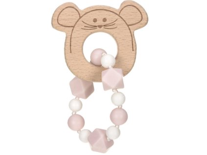 Kousátko LÄSSIG Teether Bracelet Wood/Silicone Little Chums 2023, mouse