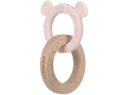 Kousátko LÄSSIG Teether Ring 2in1 Wood/Silikone Little Chums 2023, mouse