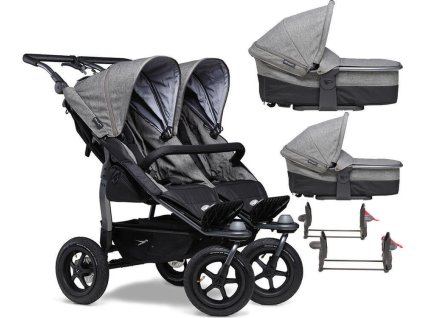 Kočárek TFK Duo Stroller Air Wheel Premium včetně Duo Combi Premium + ZDARMA adaptér pro autosedačky, 415 grey  + ZDARMA adaptér pro autosedačky
