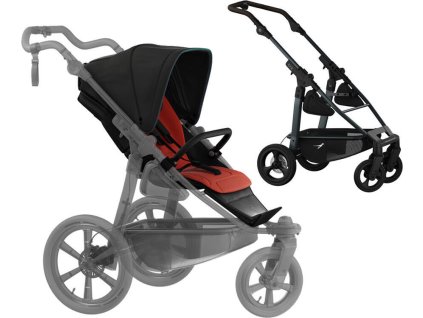 Kočárek TFK Mono 4 frame air chamber wheel Stroller seat unit mono/pro 2025, anthracite with red highlights