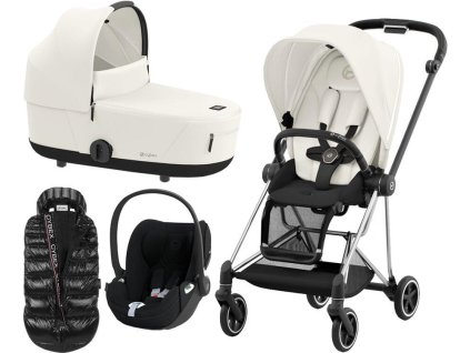 Kočárek CYBEX Set Mios Chrome Black Seat Pack 2024 včetně Cloud T i-Size PLUS + ZDARMA Zimní fusak, off white  + ZDARMA Zimní fusak