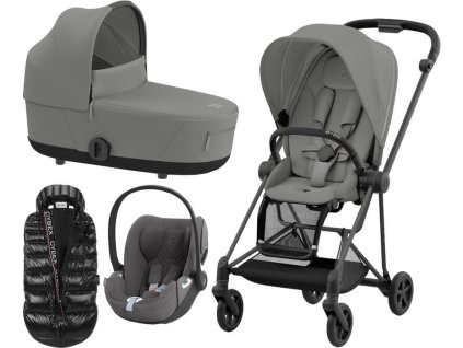 Kočárek CYBEX Set Mios Matt Black Seat Pack 2024 včetně Cloud T i-Size PLUS + ZDARMA Zimní fusak, mirage grey  + ZDARMA Zimní fusak