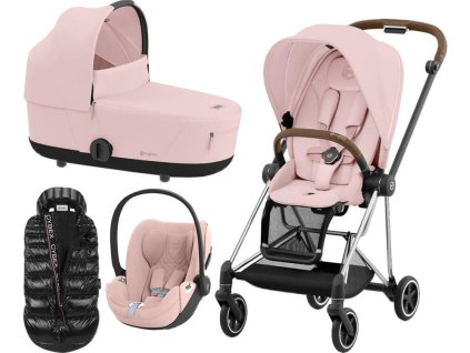 Kočárek CYBEX Set Mios Chrome Brown Seat Pack 2024 včetně Cloud T i-Size PLUS + ZDARMA Zimní fusak, peach pink  + ZDARMA Zimní fusak