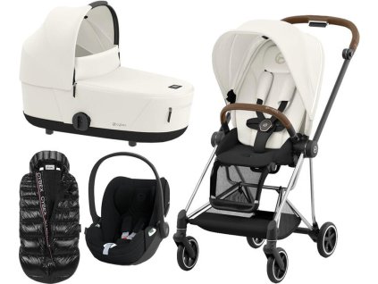 Kočárek CYBEX Set Mios Chrome Brown Seat Pack 2024 včetně Cloud T i-Size PLUS + ZDARMA Zimní fusak, off white  + ZDARMA Zimní fusak