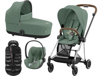 Kočárek CYBEX Set Mios Chrome Brown Seat Pack 2024 včetně Cloud T i-Size PLUS + ZDARMA Zimní fusak, leaf green  + ZDARMA Zimní fusak