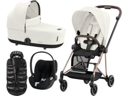 Kočárek CYBEX Set Mios Rosegold Seat Pack 2024 včetně Cloud T i-Size PLUS + ZDARMA Zimní fusak, off white  + ZDARMA Zimní fusak