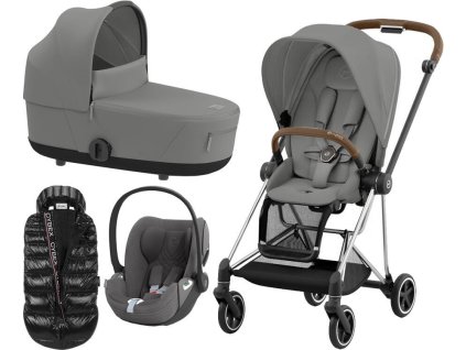Kočárek CYBEX Set Mios Chrome Brown Seat Pack 2024 včetně Cloud T i-Size PLUS + ZDARMA Zimní fusak, mirage grey  + ZDARMA Zimní fusak