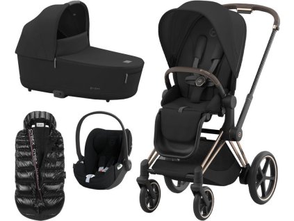 Kočárek CYBEX Set e-Priam Rosegold Seat Pack 2024 včetně Cloud T i-Size PLUS + ZDARMA Zimní fusak, sepia black  + ZDARMA Zimní fusak