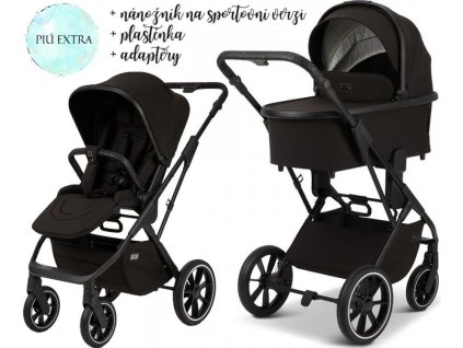 Kočárek MOON PIÚ Extra 2024, black matt - black