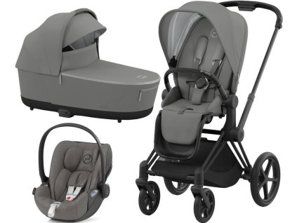 Kočárek CYBEX Set Priam Matt Black Seat Pack včetně Cloud T i-Size, soho grey