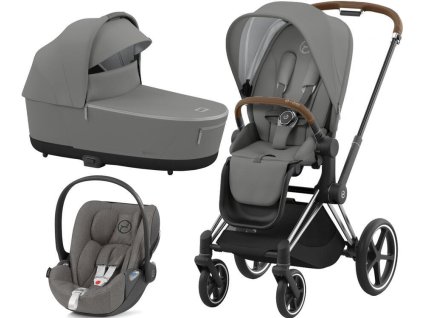 Kočárek CYBEX Set Priam Chrome Brown Seat Pack včetně Cloud T i-Size, soho grey