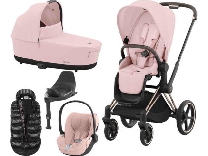 Kočárek CYBEX Set Priam Rosegold Seat Pack 2024 včetně Cloud T i-Size PLUS a báze T + ZDARMA Zimní fusak, peach pink  + ZDARMA Zimní fusak