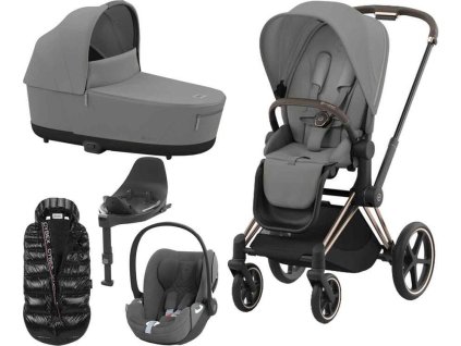 Kočárek CYBEX Set Priam Rosegold Seat Pack 2024 včetně Cloud T i-Size PLUS a báze T + ZDARMA Zimní fusak, mirage grey  + ZDARMA Zimní fusak