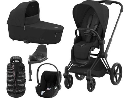 Kočárek CYBEX Set Priam Matt Black Seat Pack 2024 včetně Cloud T i-Size PLUS a báze T + ZDARMA Zimní fusak, sepia black  + ZDARMA Zimní fusak