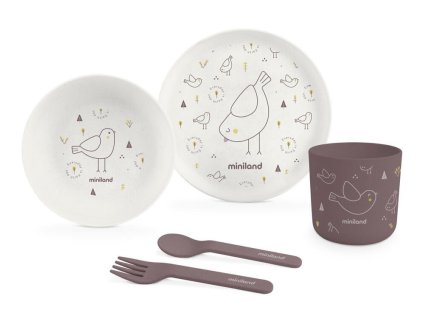 Jídelní sada MINILAND 5-dílná Natur 2024, ptáček