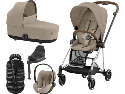 Kočárek CYBEX Set Mios Chrome Brown Seat Pack 2024 včetně Cloud T i-Size PLUS a báze T + ZDARMA Zimní fusak, cozy beige  + ZDARMA Zimní fusak
