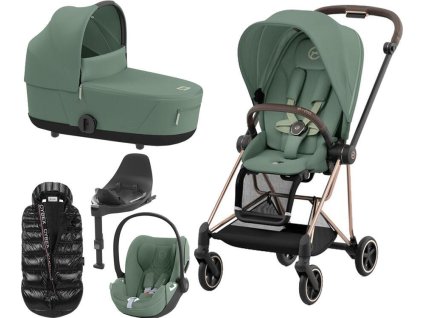 Kočárek CYBEX Set Mios Rosegold Seat Pack 2024 včetně Cloud T i-Size PLUS a báze T + ZDARMA Zimní fusak, leaf green  + ZDARMA Zimní fusak