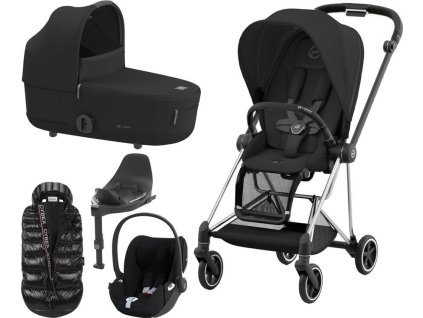 Kočárek CYBEX Set Mios Chrome Black Seat Pack 2024 včetně Cloud T i-Size PLUS a báze T + ZDARMA Zimní fusak, sepia black  + ZDARMA Zimní fusak