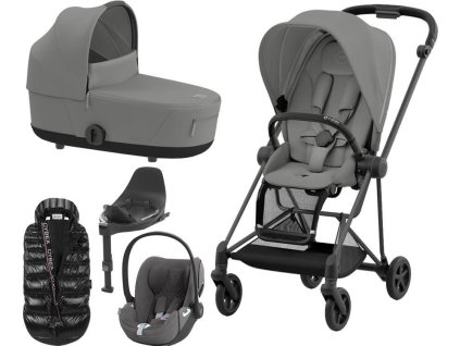 Kočárek CYBEX Set Mios Matt Black Seat Pack 2024 včetně Cloud T i-Size PLUS a báze T + ZDARMA Zimní fusak, mirage grey  + ZDARMA Zimní fusak