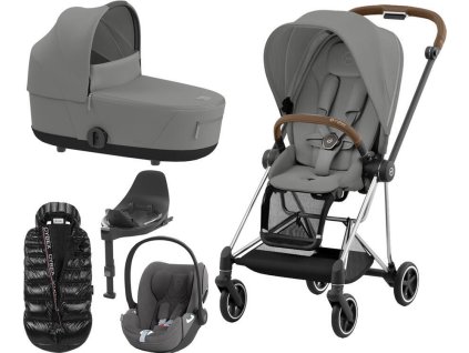 Kočárek CYBEX Set Mios Chrome Brown Seat Pack 2024 včetně Cloud T i-Size PLUS a báze T + ZDARMA Zimní fusak, mirage grey  + ZDARMA Zimní fusak