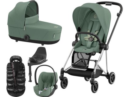 Kočárek CYBEX Set Mios Chrome Black Seat Pack 2024 včetně Cloud T i-Size PLUS a báze T + ZDARMA Zimní fusak, leaf green  + ZDARMA Zimní fusak