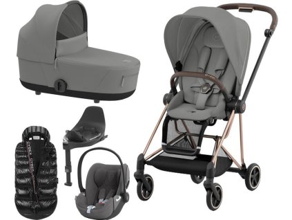 Kočárek CYBEX Set Mios Rosegold Seat Pack 2024 včetně Cloud T i-Size PLUS a báze T + ZDARMA Zimní fusak, mirage grey  + ZDARMA Zimní fusak
