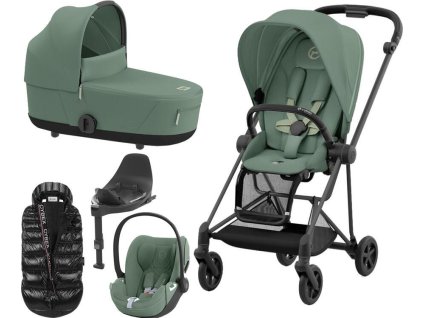 Kočárek CYBEX Set Mios Matt Black Seat Pack 2024 včetně Cloud T i-Size PLUS a báze T + ZDARMA Zimní fusak, leaf green  + ZDARMA Zimní fusak