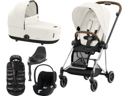 Kočárek CYBEX Set Mios Chrome Brown Seat Pack 2024 včetně Cloud T i-Size PLUS a báze T + ZDARMA Zimní fusak, off white  + ZDARMA Zimní fusak