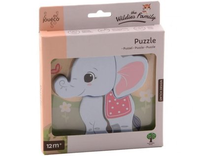 Dřevěné mini puzzle JOUÉCO The Wildies Family 12m+ 2025, elephant