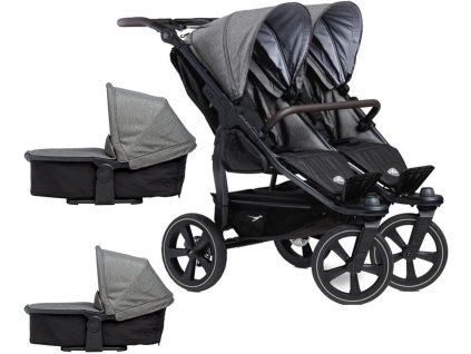 Kočárek TFK Set duo2 frame 2025 - air chamber wheel + carrycot + seat, Premium grey 415