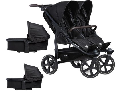 Kočárek TFK Set duo2 frame 2025 - air chamber wheel + carrycot + seat, black