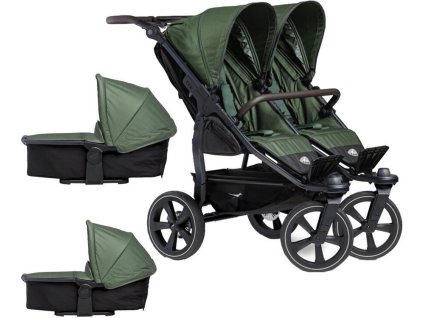Kočárek TFK Set duo2 frame 2025 - air chamber wheel + carrycot + seat, olive
