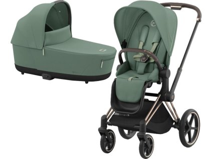Kočárek CYBEX Priam Rosegold Seat Pack 2024 včetně korby, leaf green