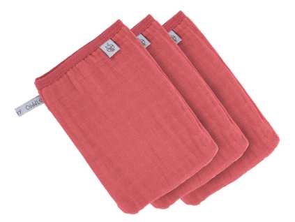 Mycí rukacive LÄSSIG Muslin Wash Glove Set 3 pcs 2022, rosewood