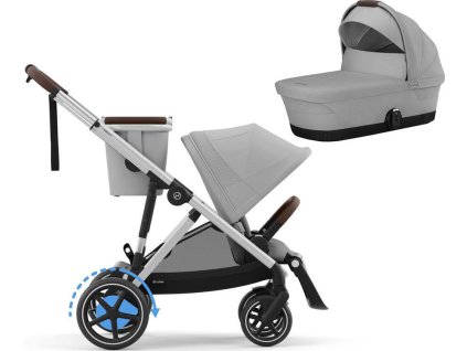 48339 7 48339 7 kocarek cybex e gazelle s 2025 vcetne korby darek stone grey silver frame