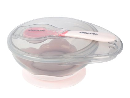 01 pink Miska s přísavkou, víčkem a lžičkou