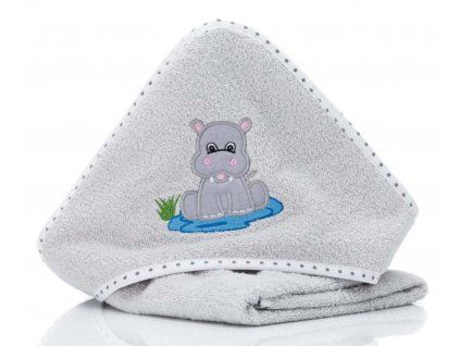 01 hippo grey Osuška s kapucí