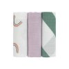 Bavlněné pleny LÄSSIG Swaddle Burp blanket 85x85 cm 3ks 2024, happy rascals lavender