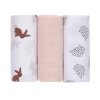 Bavlněné pleny LÄSSIG Swaddle Burp blanket 60x60 cm 3ks 2023, little forest rabbit