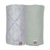 Multifunkční osuška LODGER Swaddler Solid 110x110 cm 2 ks 2026, matcha peppermint/blue